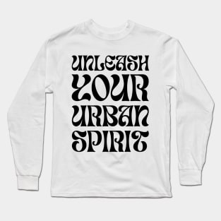 Unleash Your Urban Spirit Bold Black Print Long Sleeve T-Shirt